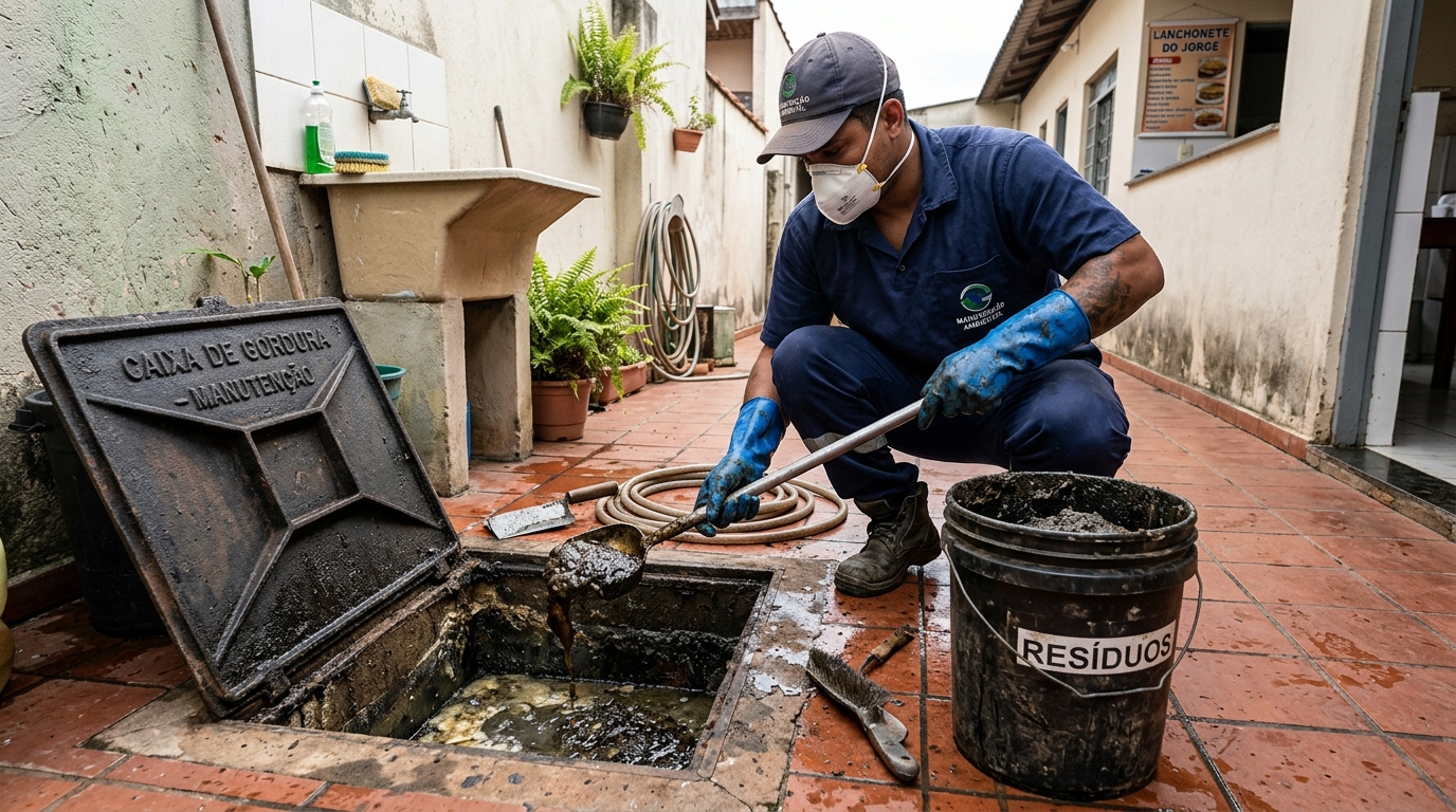 Remoção de resíduos da caixa de gordura em Belo Horizonte-MG